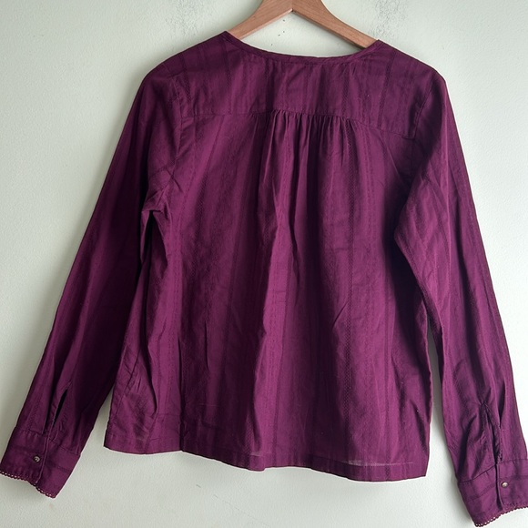 Anthropologie Maeve Gelise Pintuck Button Front Long Sleeve Blouse - Picture 4 of 7